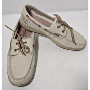 Sperry Top-sider Bluefish Boat Shoe 9244351 Women’s Size 9 Leather Mesh Tan Gold